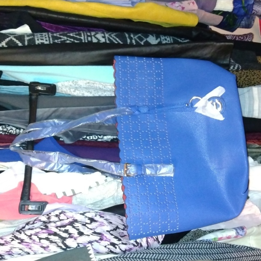 Elizabeth Grant blue and red tote bag New